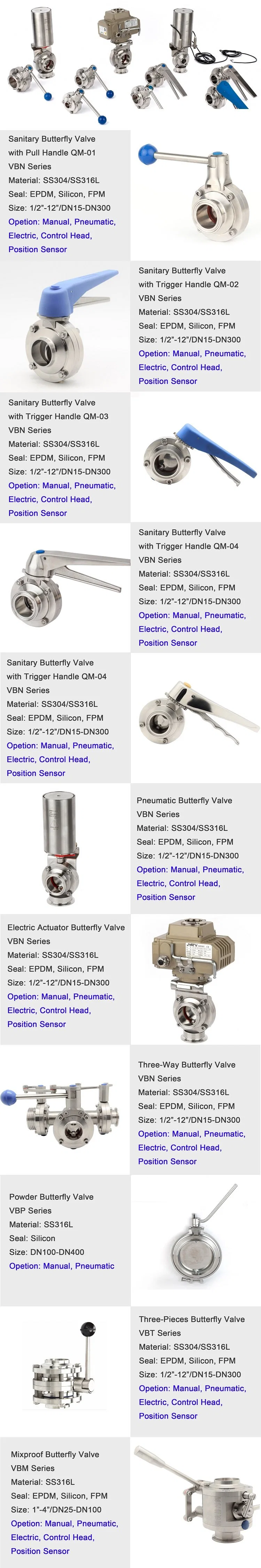 Sanitary Pneumatic Actuator Butterfly Valve Rotary Turning Handwheel Butterfly Valve